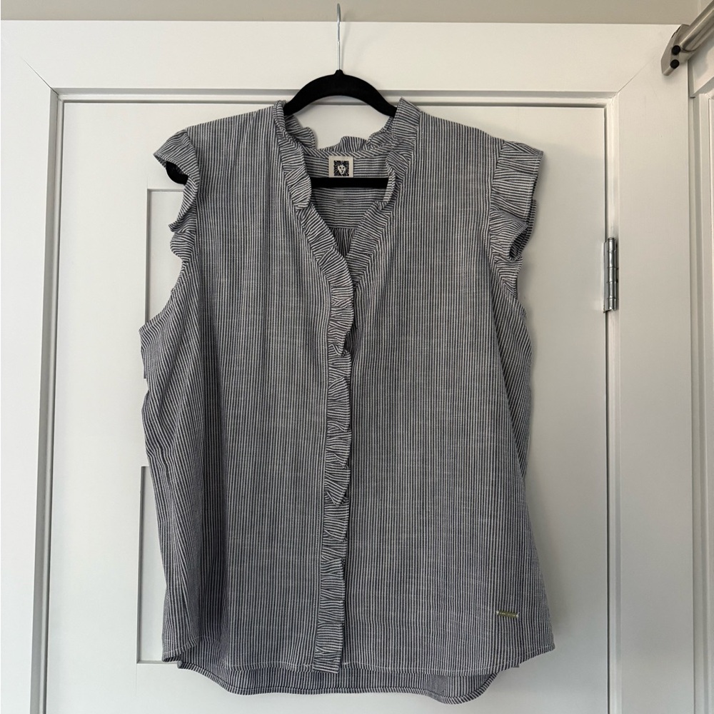 Anne Klein Elegant Black and White Striped Blouse